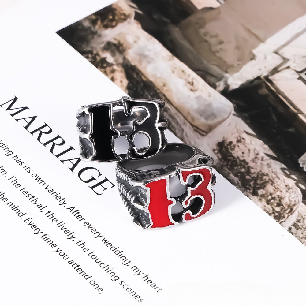 Oil Dripping Stainless Steel Mens Ring Irregular 13