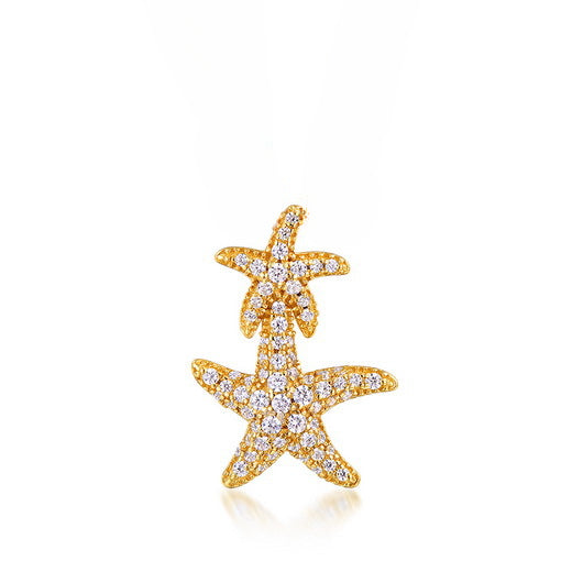 Double Zircon Starfish Sterling Silver Pendant