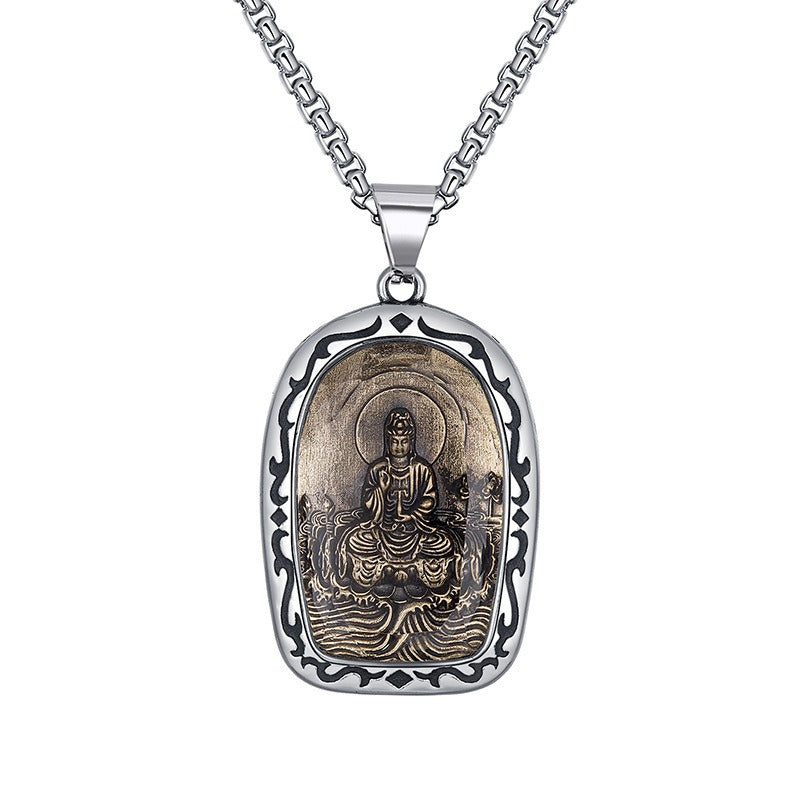 Steel Necklace – Vintage Buddha Pendant