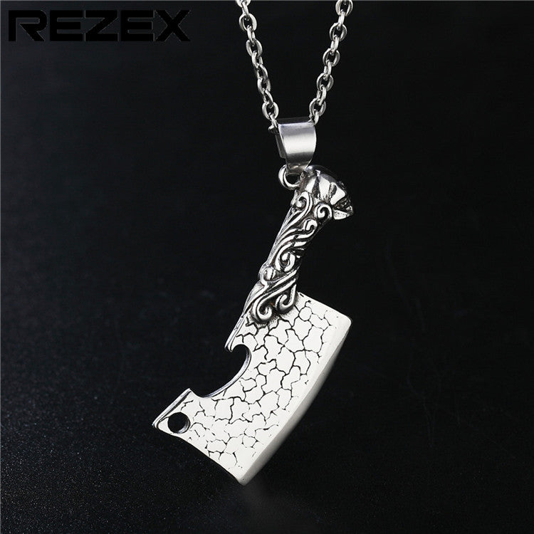 Planderful Titanium Steel Retro Punk Knife Pendant Necklace For Men Unisex Durable Protection Statement