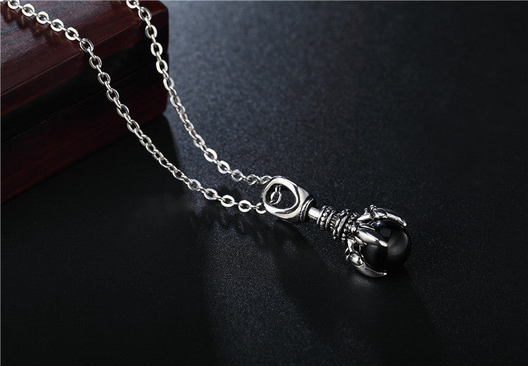 Planderful Dragon Claw Pendant Necklace Titanium Steel with Red Stone Unisex Retro Punk Protection