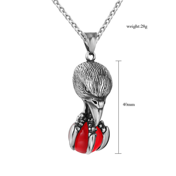 Titanium Steel Pendant Necklace Eagle Claw Stone Unisex Protection Planderful Everyday Genie