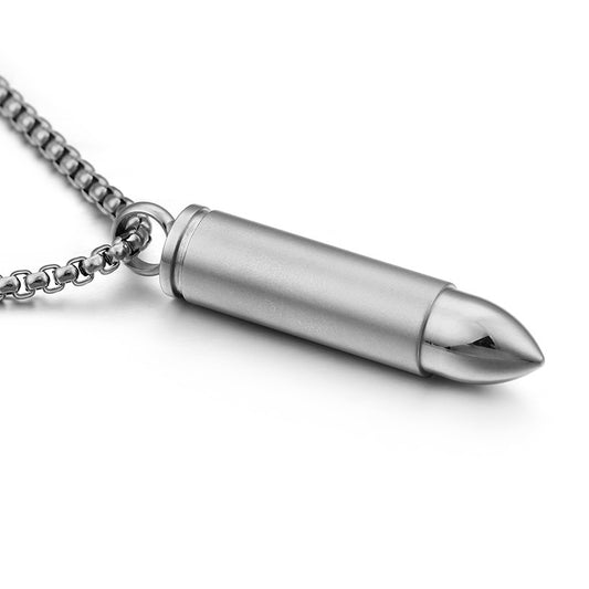 Couples Bullet Pendant Necklace - Korean Style Titanium Steel Jewelry for Men and Women