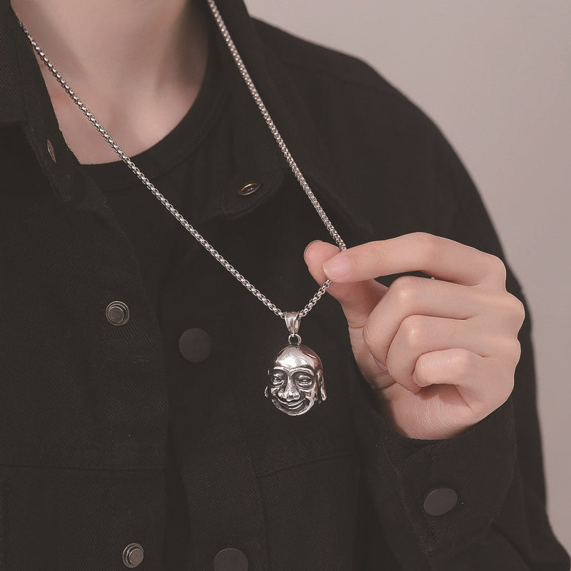 Steel Necklace – Vintage Buddha Pendant Unisex