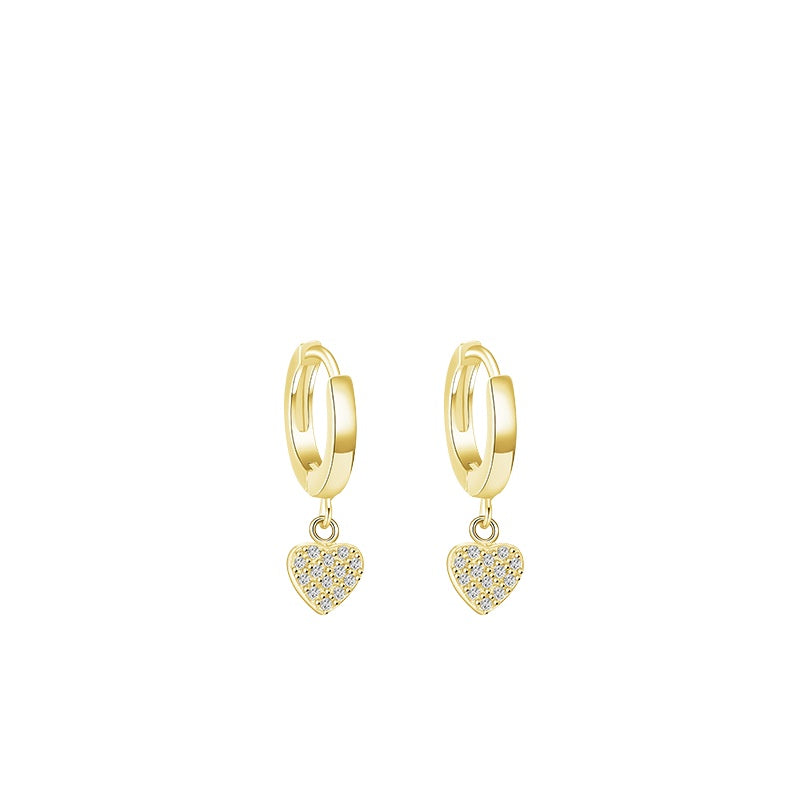 925 Sterling Silver Heart Star Hoop Earrings