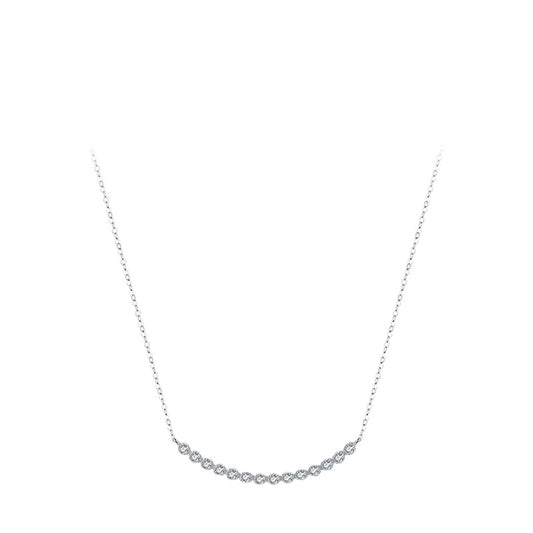 Elegant Sterling Silver Necklace with Zircon Inlay and Cross Chain