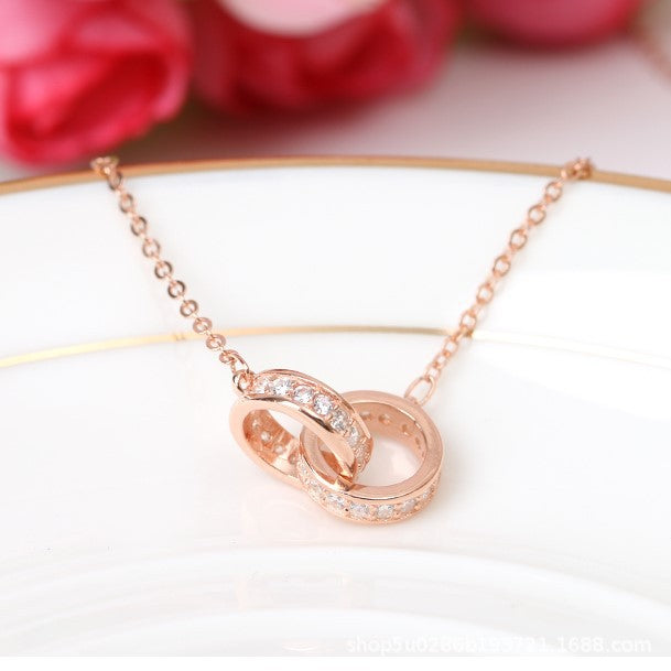 Rose Gold Double-Ring Choker Necklace