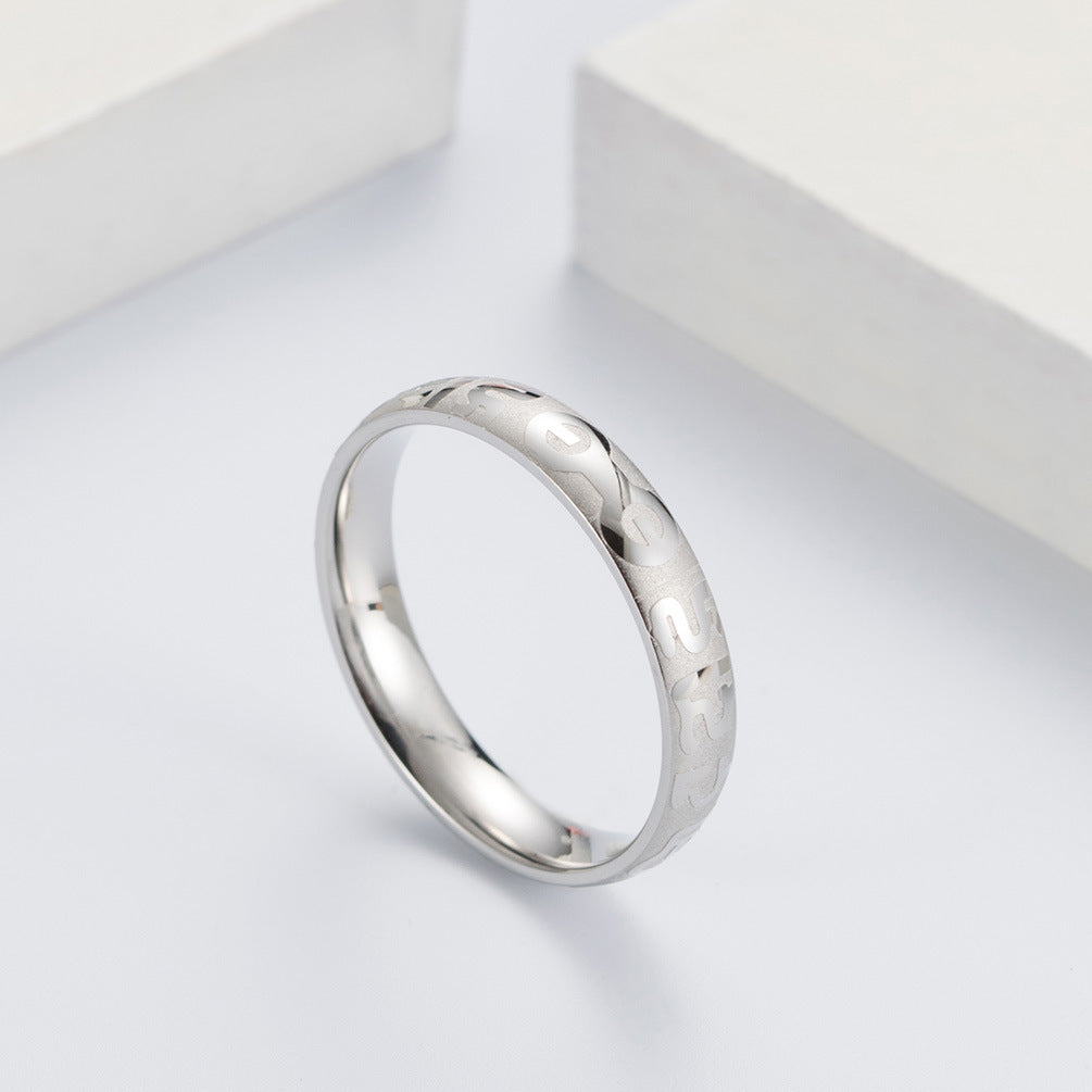 Couple Stainless Steel Six-Character Mantra Ring – Rose Gold Women's