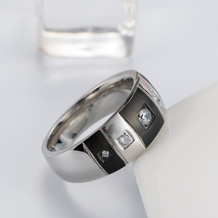 Personalized Hip Hop Brushed Geometric Zircon Ring By Planderful Everyday Genie Collection For Men