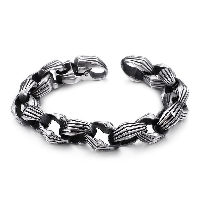Punk-Inspired Men's Creative Stainless Steel Bracelet with Titanium Accents