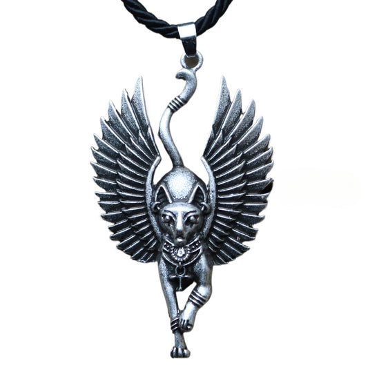 Ancient Egyptian Bastet Cat Necklace with Egyptian Sphinx Pendant - Norse Legacy Collection