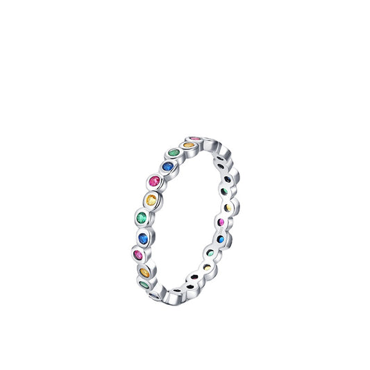 Rainbow Zircon Sterling Silver Index Finger Ring
