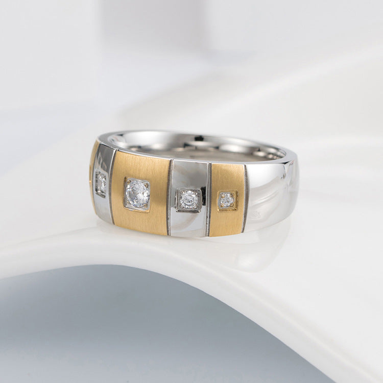 Personalized Hip Hop Brushed Geometric Zircon Ring By Planderful Everyday Genie Collection For Men