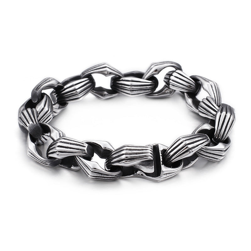Punk-Inspired Men's Creative Stainless Steel Bracelet with Titanium Accents