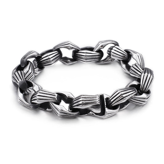 Punk-Inspired Men's Creative Stainless Steel Bracelet with Titanium Accents