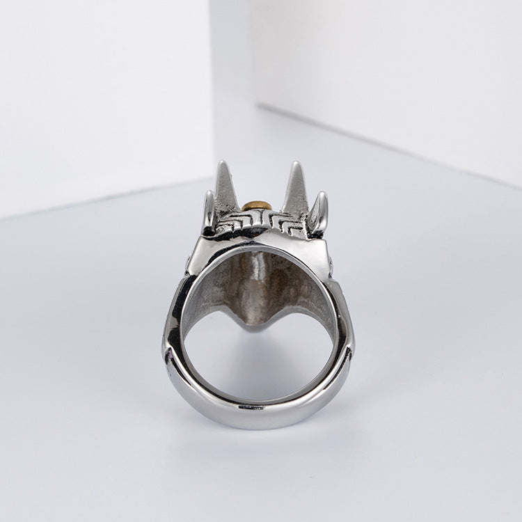 Planderful Anubis Ring Durable Titanium Steel Jackal Head Retro Hip Hop Punk Style For Streetwear Fans Sizes 7 To 12