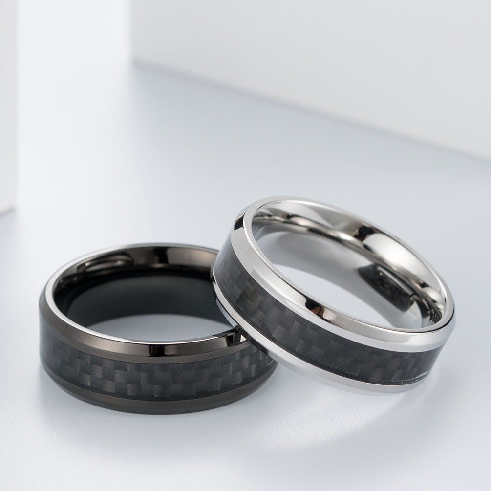 Titanium Steel Carbon Fiber Ring for Men Wholesale Jewelry