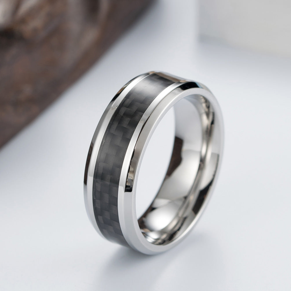Titanium Steel Carbon Fiber Ring for Men Wholesale Jewelry