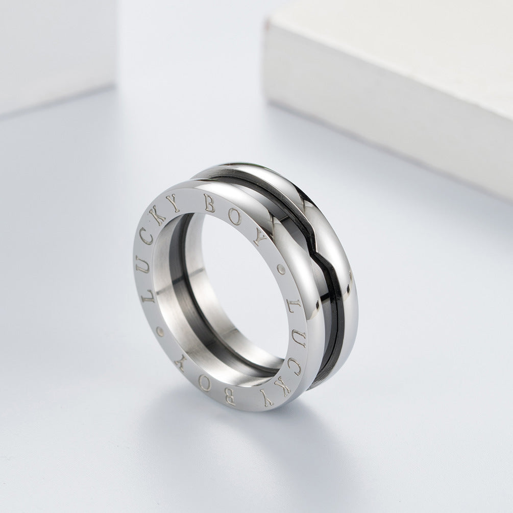 Chaocool Titanium Steel Imitation Ceramic Ring Necklace for Men