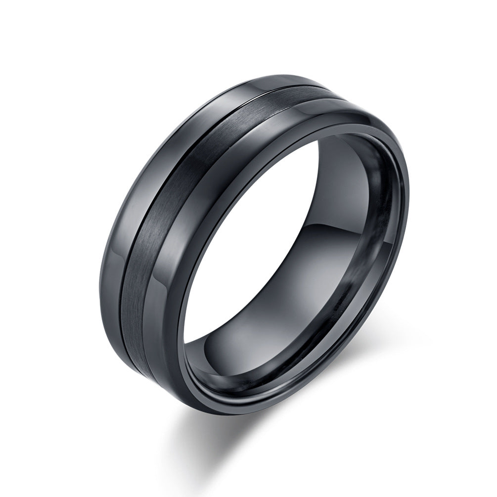 Men's Stainless Steel Ring, Amazon Simple High-Gloss Matte Combination Ring