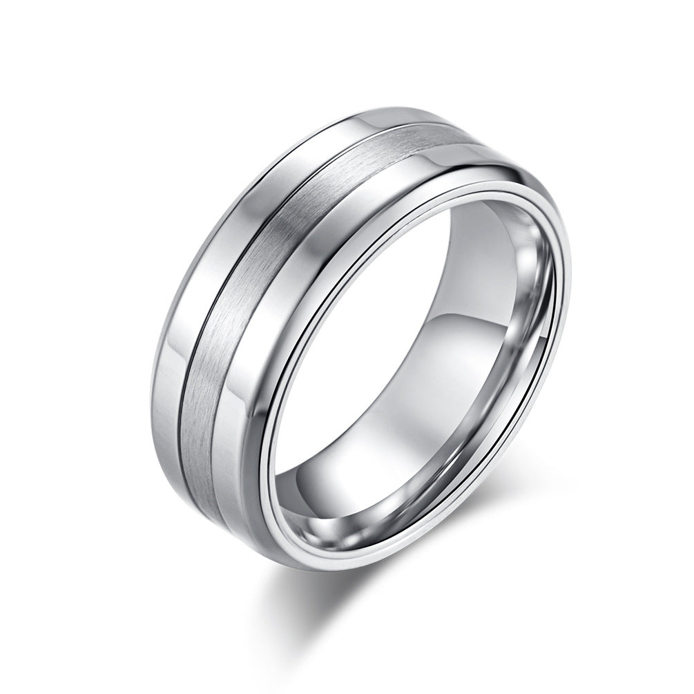 Men's Stainless Steel Ring, Amazon Simple High-Gloss Matte Combination Ring