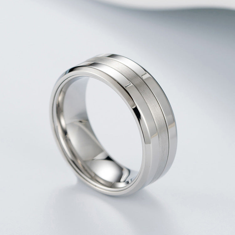 Men's Stainless Steel Ring, Amazon Simple High-Gloss Matte Combination Ring