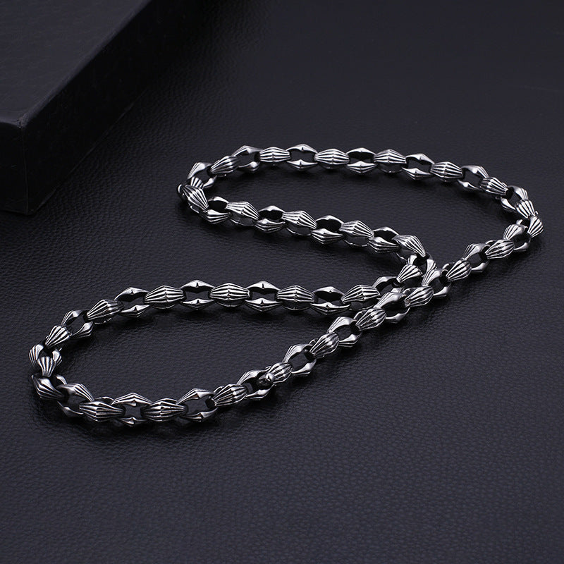 Rough And Necklace, Men's Titanium Steel Necklace, Rock Necklace