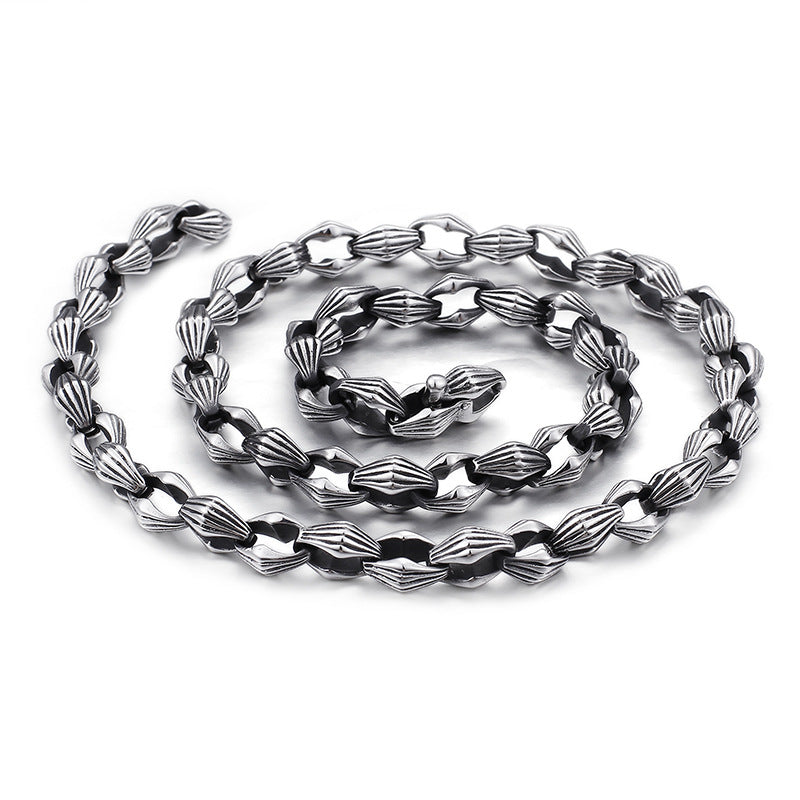 Rough And Necklace, Men's Titanium Steel Necklace, Rock Necklace
