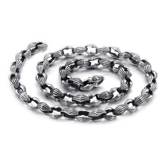 Rough And Necklace, Men's Titanium Steel Necklace, Rock Necklace