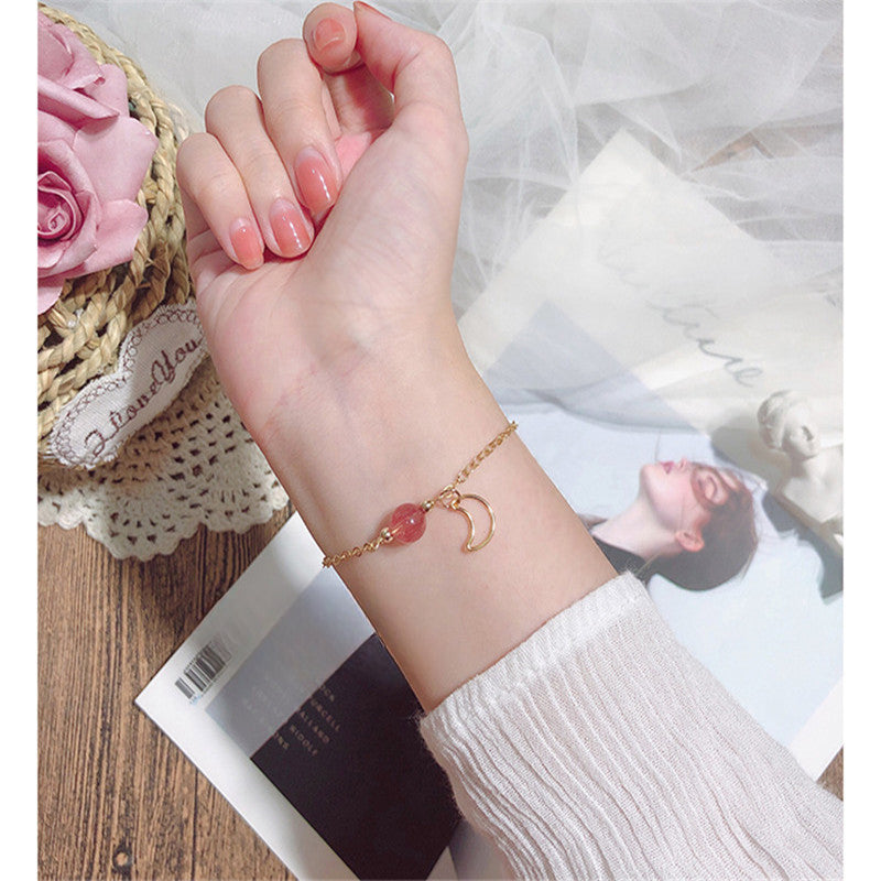 Star and Moon Amethyst Crystal Bracelet for Girls