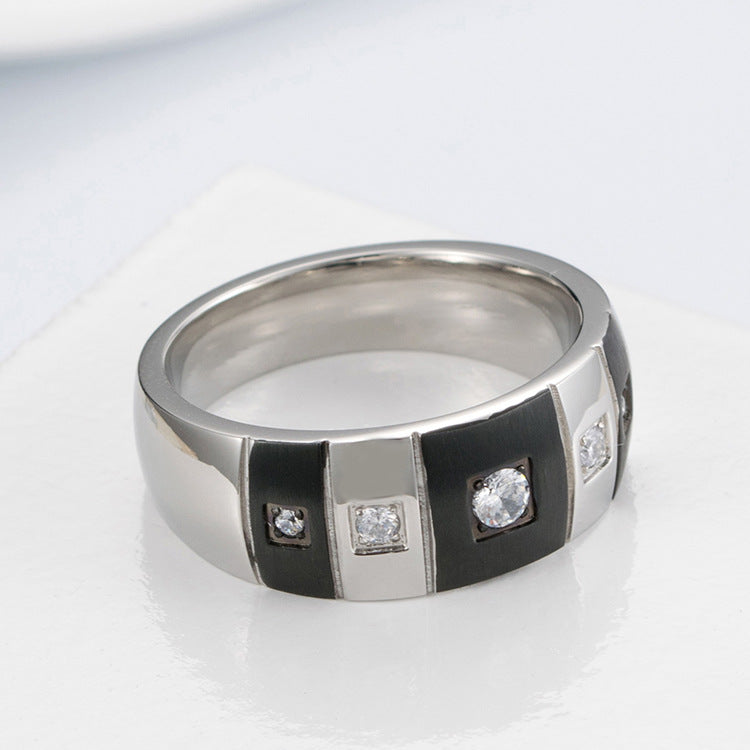 Personalized Hip Hop Brushed Geometric Zircon Ring By Planderful Everyday Genie Collection For Men