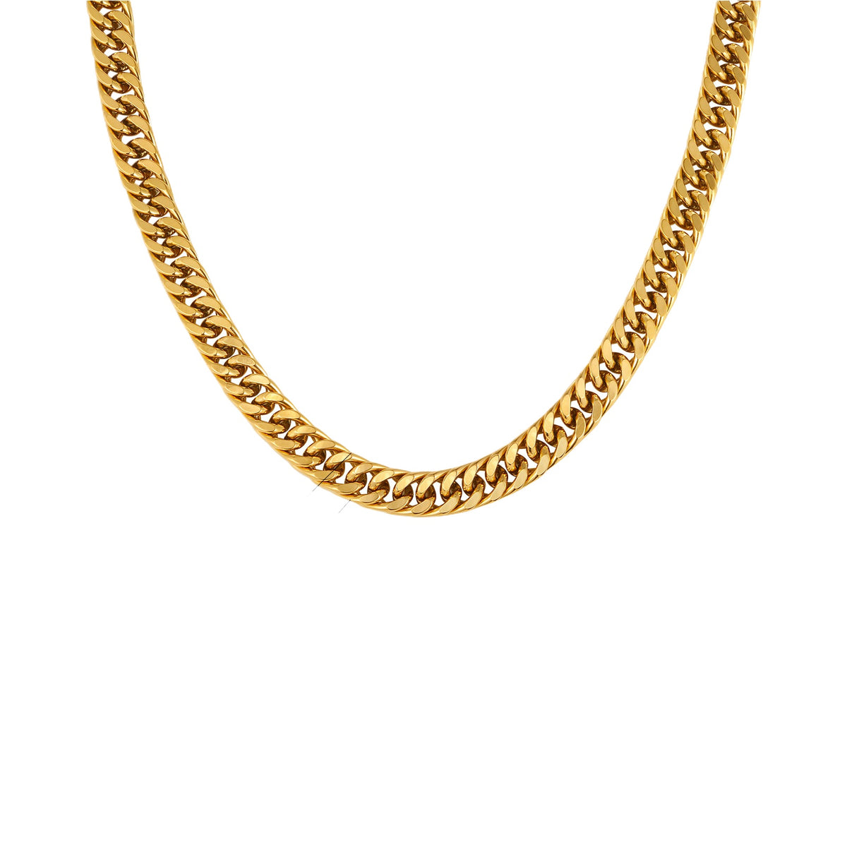 Unisex Stainless Steel Encrypted Four-Sided Grinding Chain Necklace Gold