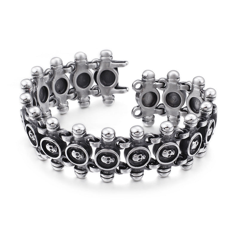 Bold Men's Titanium Steel Skull Bracelet - Trendy Exaggerated Jewelry for the Modern Man