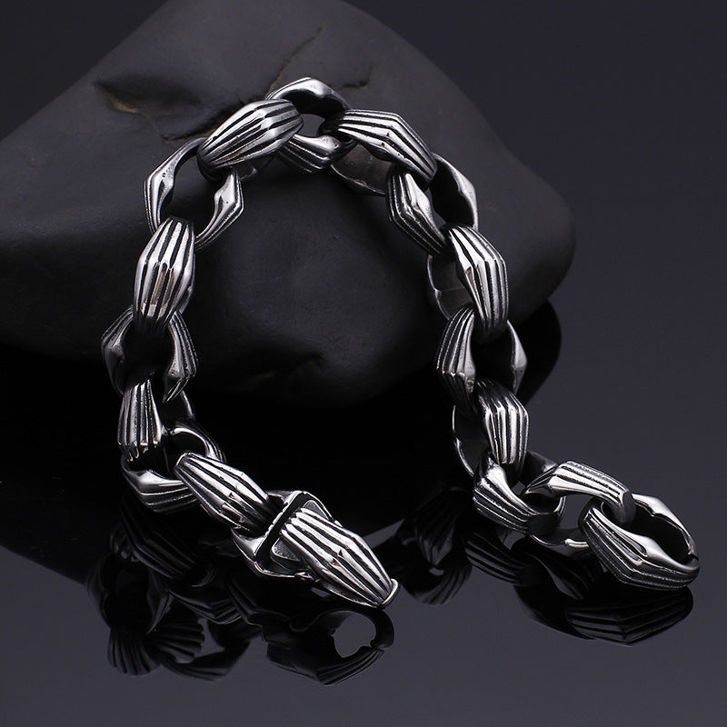 Punk-Inspired Men's Creative Stainless Steel Bracelet with Titanium Accents