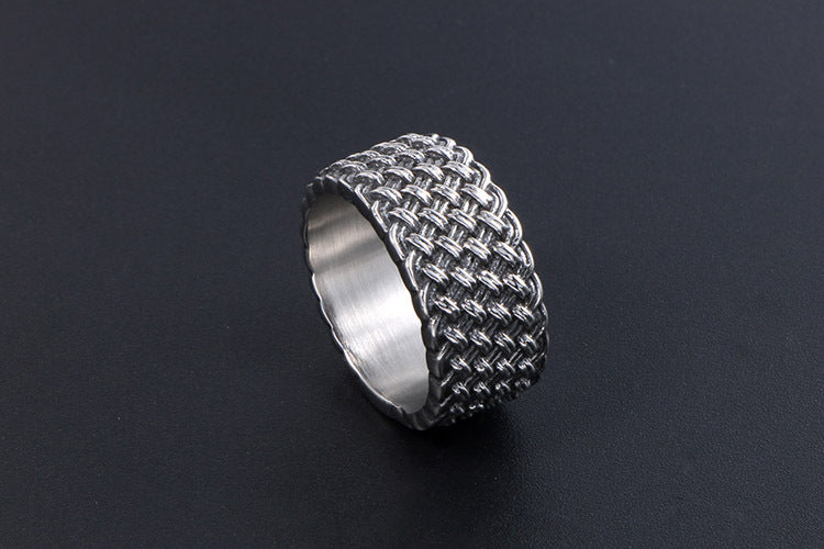 European Retro Interwoven Titanium Ring for Men Punk Style