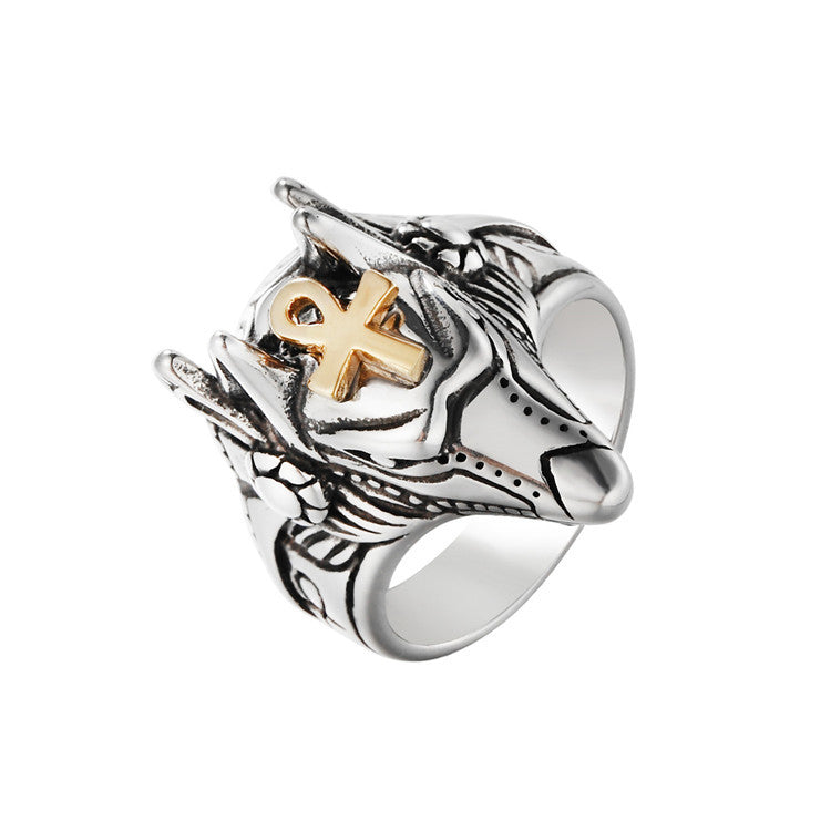 Guardian God Anubis Titanium Steel Ring for Men