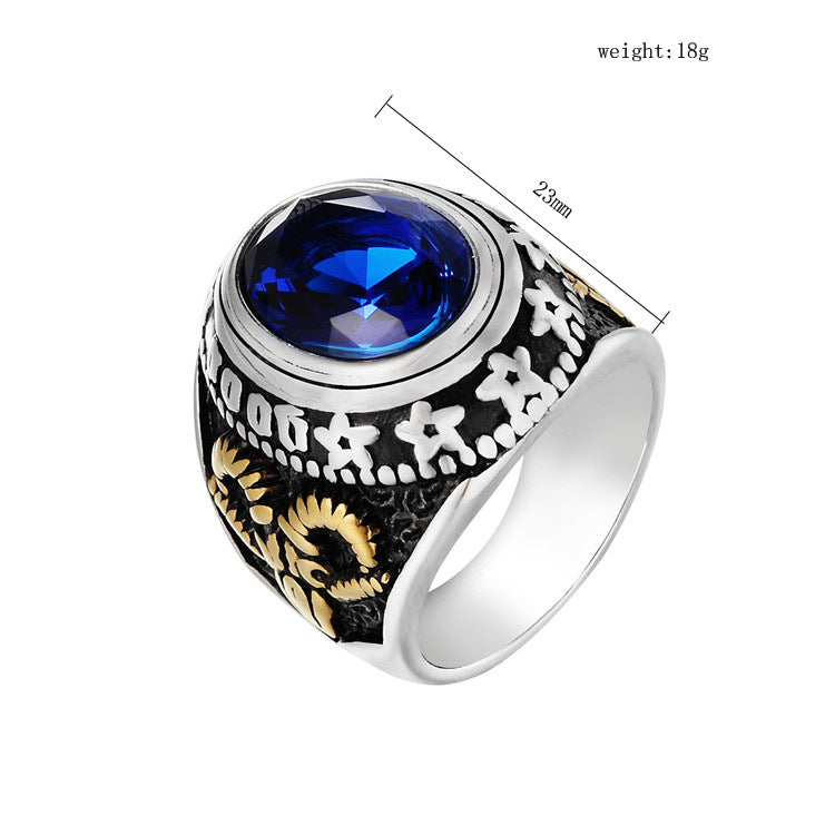 Freemason Eye Ring Titanium Steel With Zircon Stones Unisex Protection Symbol Planderful