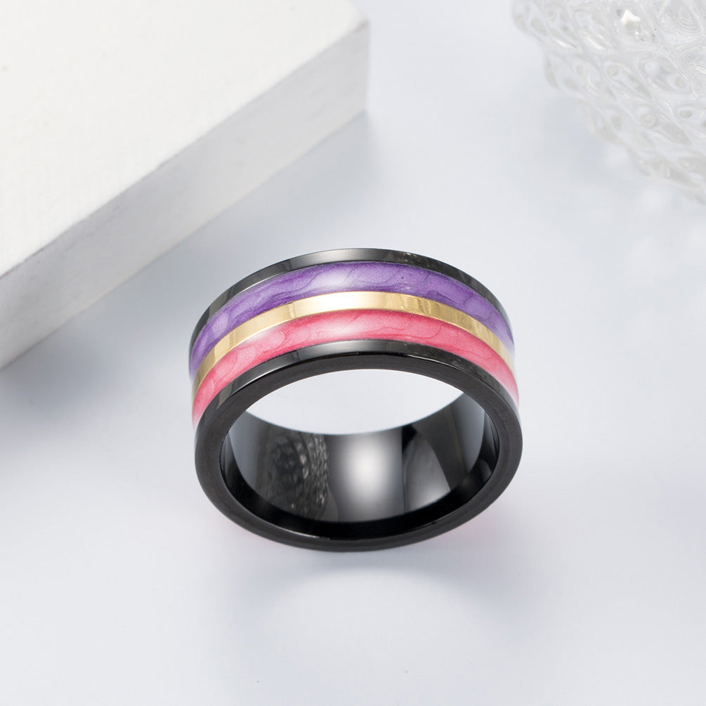 Silk Enamel Two-Color Ring – Stainless Steel
