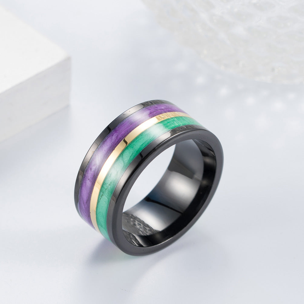 Silk Enamel Two-Color Ring – Stainless Steel