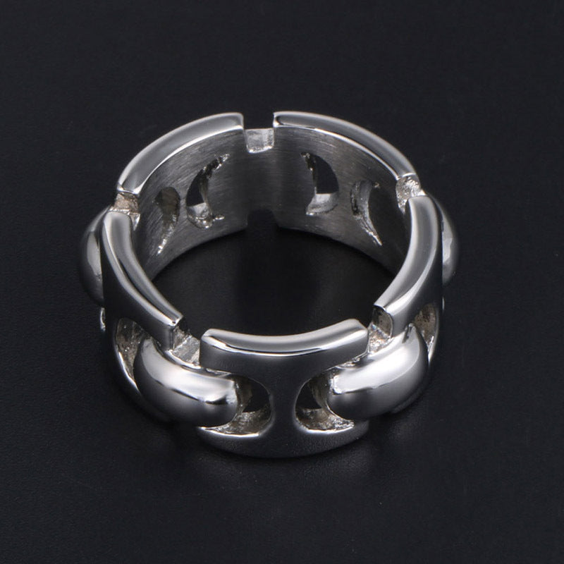 Titanium Steel Interlocking Rings for Couples - Stylish Versatile Jewelry for Men