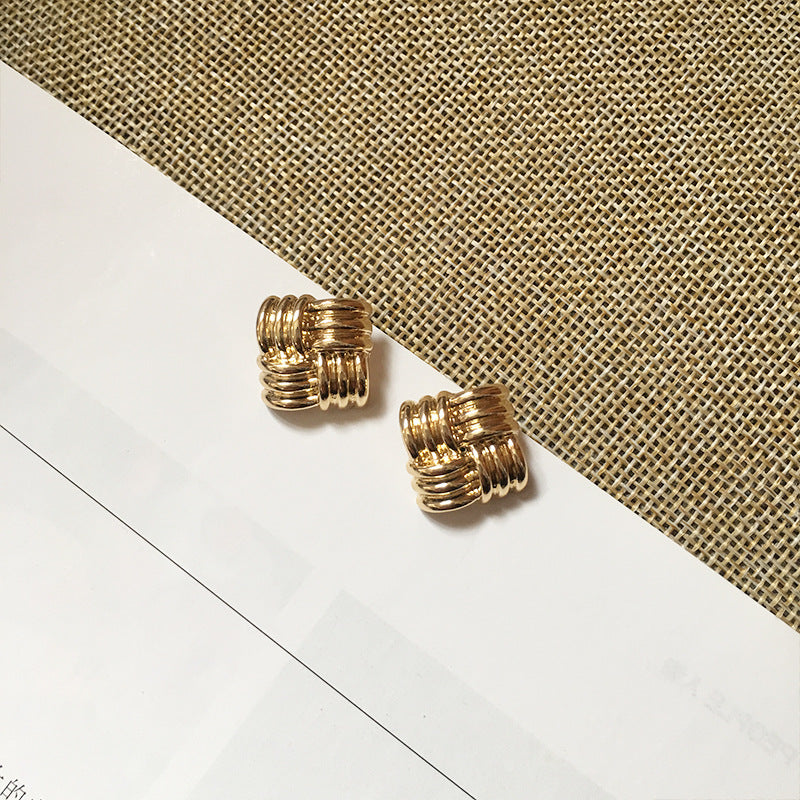 Exaggerated Cross-Border Alloy Button Earrings - Vienna Verve Collection