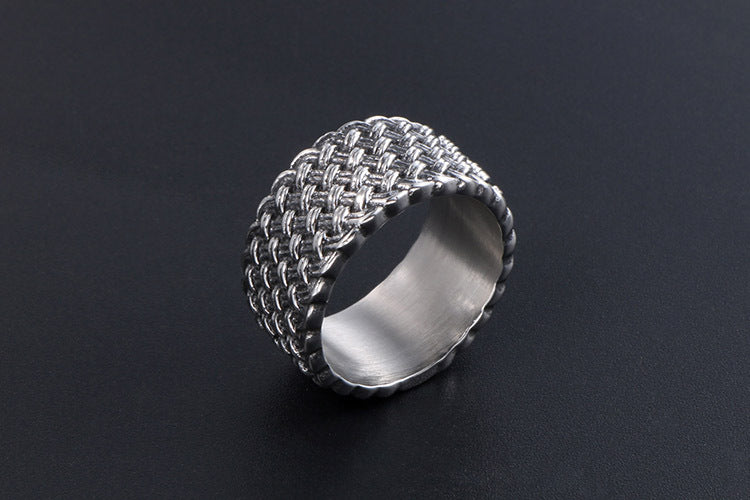 European Retro Interwoven Titanium Ring for Men Punk Style