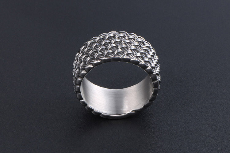 European Retro Interwoven Titanium Ring for Men Punk Style