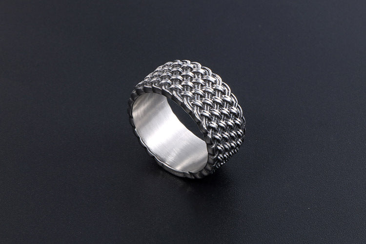 European Retro Interwoven Titanium Ring for Men Punk Style