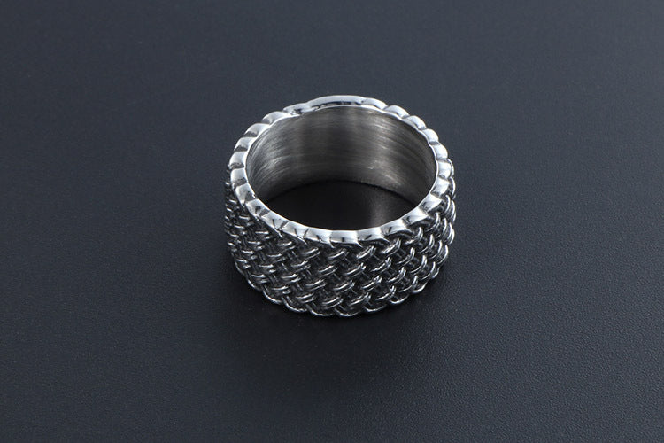 European Retro Interwoven Titanium Ring for Men Punk Style