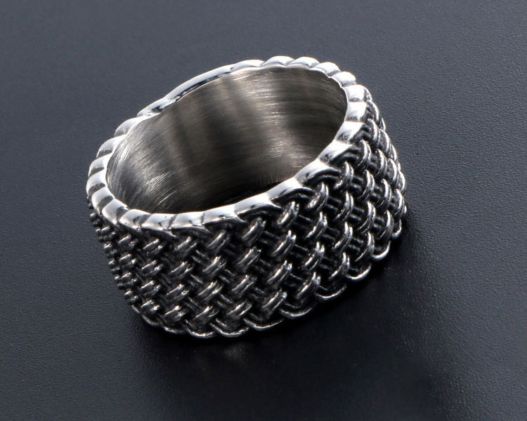 European Retro Interwoven Titanium Ring for Men Punk Style