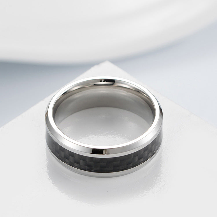 Titanium Steel Carbon Fiber Ring for Men Wholesale Jewelry