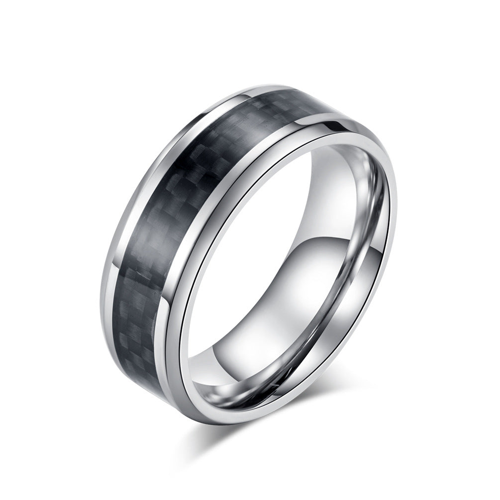 Steel Ring – Elegant Inlaid Carbon Fiber Ring
