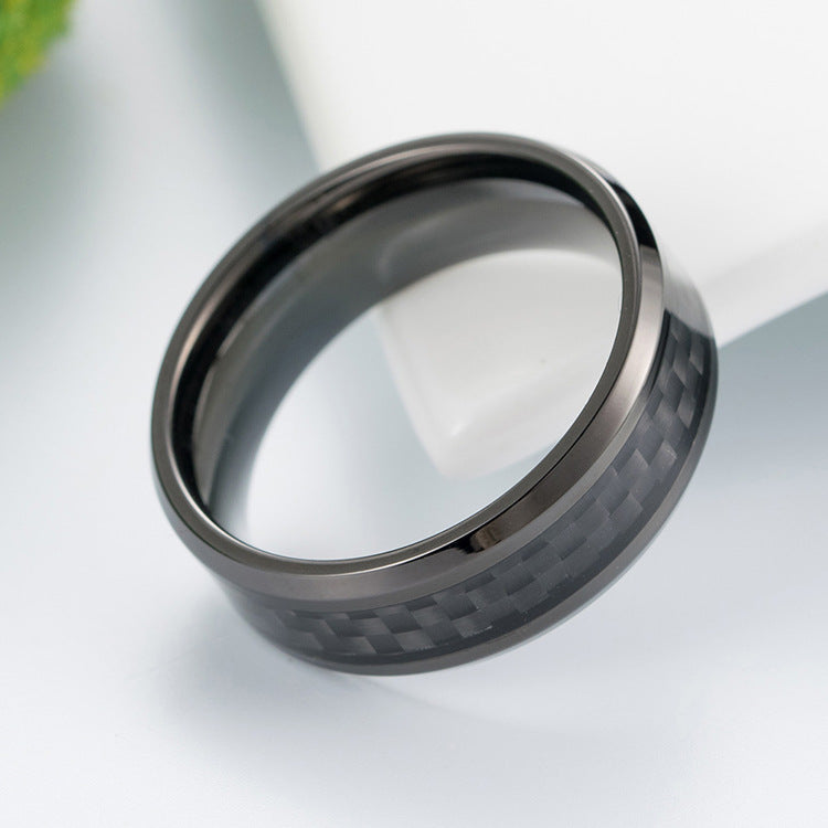 Steel Ring – Elegant Inlaid Carbon Fiber Ring