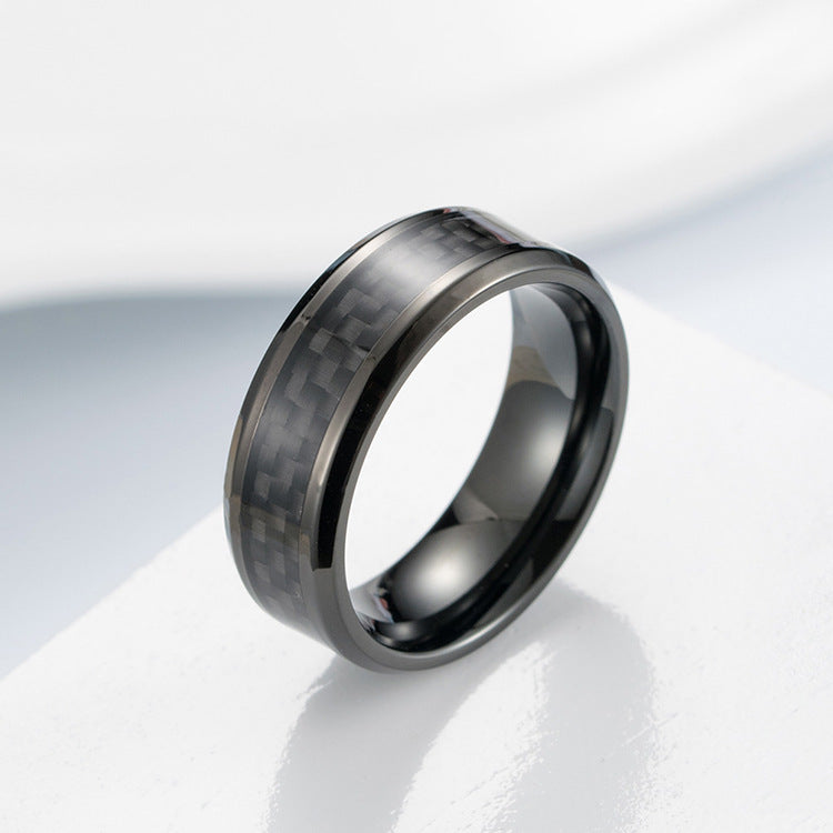 Titanium Steel Carbon Fiber Ring for Men Wholesale Jewelry